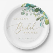 Waterverf Eucalyptus Greenery Vrijgezellenfeest Papieren Bordje (Voorkant)