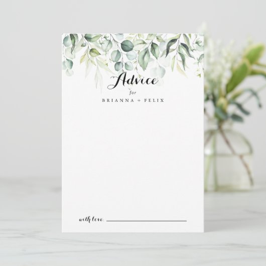 Waterverf Eucalyptus Greenery Weddenschap Advieskaart (Staand voorkant)