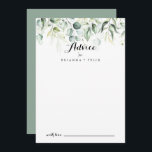 Waterverf Eucalyptus Greenery Weddenschap Advieskaart<br><div class="desc">Deze waterverf eucalyptus greenery bruiloft-advieskaart is perfect voor een rustige bruiloft. Dit artistieke ontwerp kenmerkt handgetekende, waterverf eucalyptusgroene bladeren, die de natuurlijke schoonheid inspireren. Deze kaarten zijn perfect voor een bruiloft, vrijgezellenfeest, baby shower, graduatiedag en nog veel meer. Pas de kaarten aan met de namen van de bruid en de...</div>
