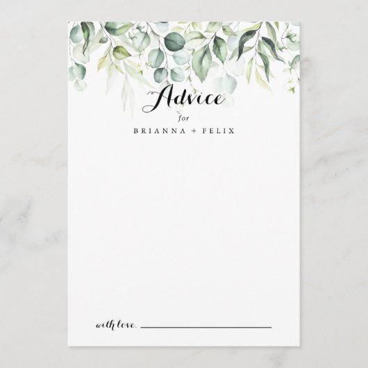 Waterverf Eucalyptus Greenery Weddenschap Advieskaart (Voorkant)