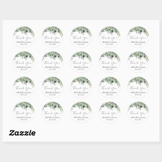 Waterverf Eucalyptus Greenery Weddenschap Hartelij Ronde Sticker (Vel)