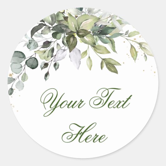 Waterverf Eucalyptus Greenery Weddenschap Hartelij Ronde Sticker (Voorkant)
