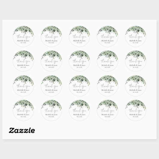Waterverf Eucalyptus Greenery Weddenschap Hartelij Ronde Sticker (Vel)