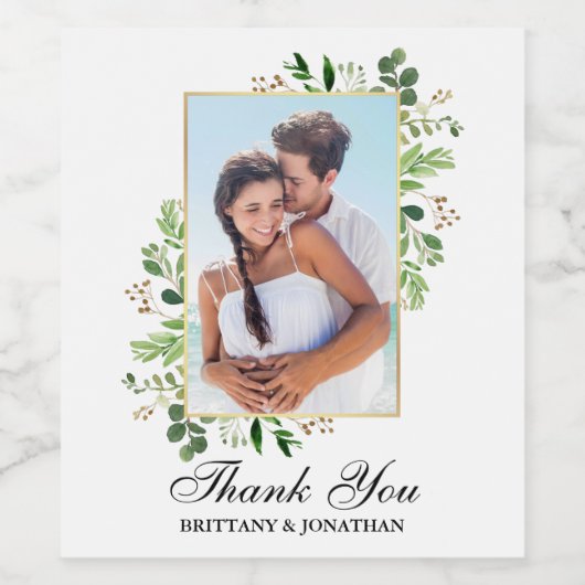 Waterverf Eucalyptus Greenery Weddenschap Hartelij Wijn Etiket (Enkel label)