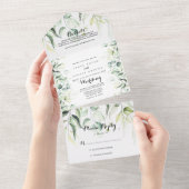 Waterverf Eucalyptus Greenery Wedding All In One Uitnodiging (Afscheurbaar)