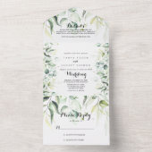 Waterverf Eucalyptus Greenery Wedding All In One Uitnodiging (Binnen)