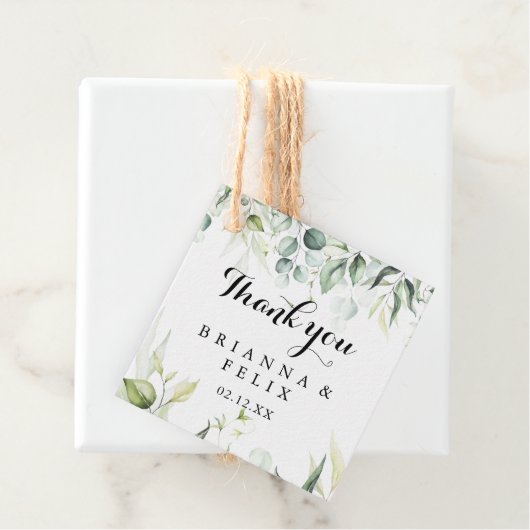 Waterverf Eucalyptus Greenery Wedding Bedankjes Labels (In situ)