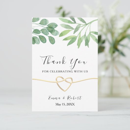 Waterverf Eucalyptus Greenery Wedding Bedankkaart (Staand voorkant)