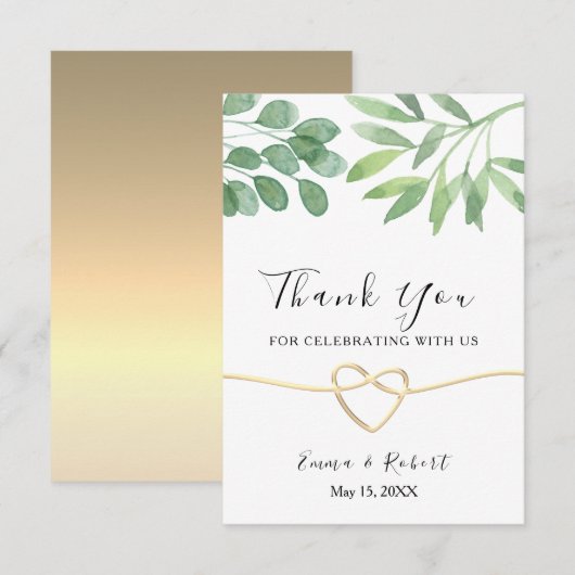 Waterverf Eucalyptus Greenery Wedding Bedankkaart (Voorkant / Achterkant)