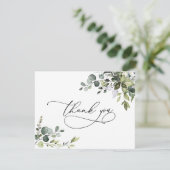 Waterverf Eucalyptus Greenery Wedding Bedankkaart (Staand voorkant)
