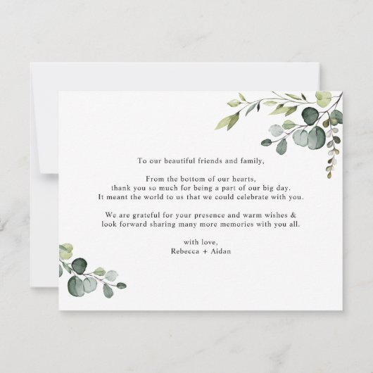 Waterverf Eucalyptus Greenery Wedding Bedankkaart (Achterkant)
