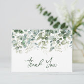 Waterverf Eucalyptus Greenery Wedding Bedankkaart (Staand voorkant)