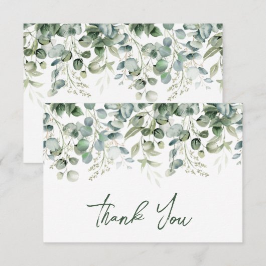 Waterverf Eucalyptus Greenery Wedding Bedankkaart (Voorkant / Achterkant)