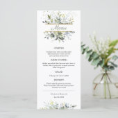 Waterverf Eucalyptus Greenery Wedding Dinner Menu (Staand voorkant)