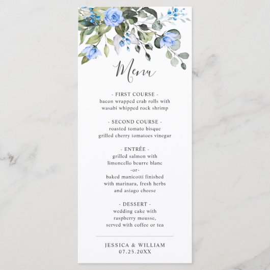 Waterverf Eucalyptus Greenery Wedding Dinner Menu (Voorkant)