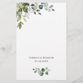 Waterverf Eucalyptus Greenery Wedding Dinner Menu