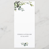 Waterverf Eucalyptus Greenery Wedding Dinner Menu (Achterkant)