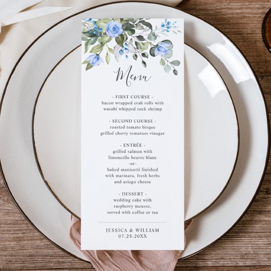 Waterverf Eucalyptus Greenery Wedding Dinner Menu