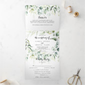 Waterverf Eucalyptus Greenery Wedding Drieluik Uitnodiging (Binnen)