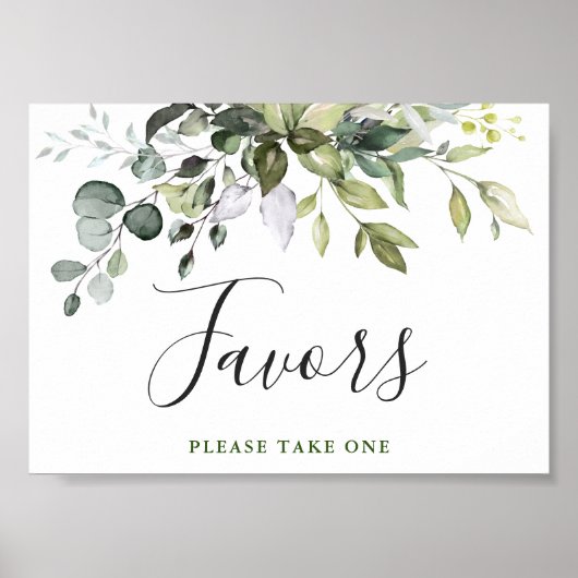 Waterverf Eucalyptus Greenery Wedding Favor Sign Poster (Voorkant)