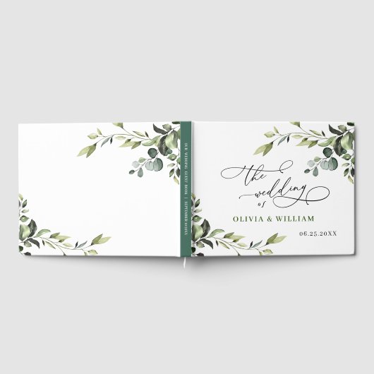 Waterverf Eucalyptus Greenery Wedding Gastenboek (Volledig)