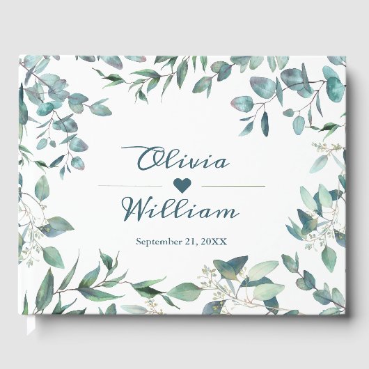 Waterverf Eucalyptus Greenery Wedding Gastenboek (Voorkant)