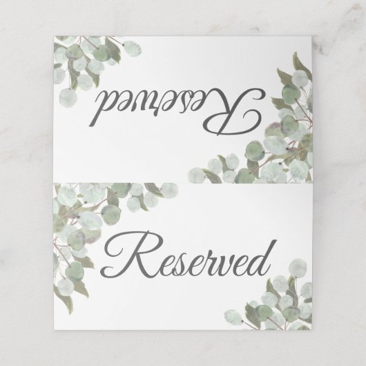 Waterverf Eucalyptus & Greenery Wedding Gereservee Plaatskaartje (Buitenkant ongevouwen)