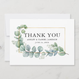 Waterverf Eucalyptus Greenery Wedding Gold Lijst Bedankkaart
