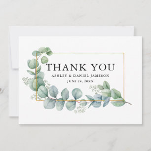 Waterverf Eucalyptus Greenery Wedding Gold Lijst Bedankkaart