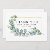 Waterverf Eucalyptus Greenery Wedding Gold Lijst Bedankkaart (Voorkant / Achterkant)