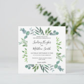 Waterverf Eucalyptus Greenery Wedding Invitation Kaart (Staand voorkant)