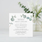 Waterverf Eucalyptus Greenery Wedding Invitation Kaart (Staand voorkant)