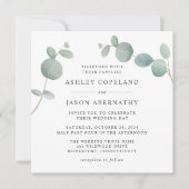 Waterverf Eucalyptus Greenery Wedding Invitation Kaart (Voorkant)