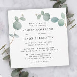 Waterverf Eucalyptus Greenery Wedding Invitation Kaart<br><div class="desc">Sprigs van eucalyptus greenery markeren deze moderne vierkant-vormige trouwuitnodiging met subtiele elegantie. De lay-out van de serif doopvonttekst voegt extra verfijning toe om uw trouwdetails prachtig over te brengen. Dit kleurenschema werkt goed voor bruiloften in elk seizoen van het jaar. Pas de tekst in de makkelijk te gebruiken tekst sjabloon...</div>