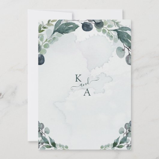 Waterverf Eucalyptus Greenery Wedding Invitation Kaart (Achterkant)