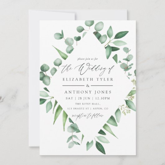 Waterverf Eucalyptus Greenery Wedding Kaart (Voorkant)