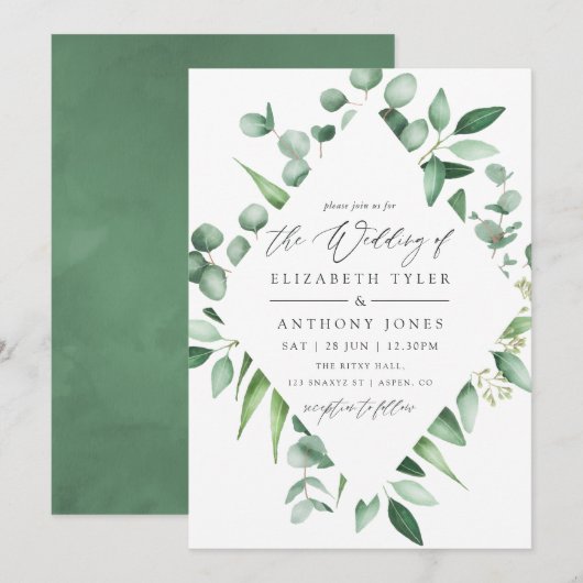 Waterverf Eucalyptus Greenery Wedding Kaart (Voorkant / Achterkant)