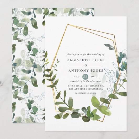 Waterverf Eucalyptus Greenery Wedding Kaart (Voorkant / Achterkant)