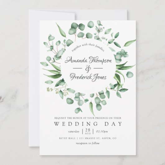 Waterverf Eucalyptus Greenery Wedding Kaart (Voorkant)