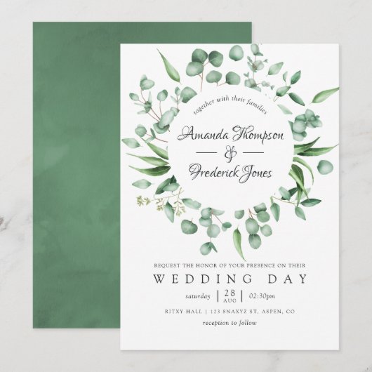 Waterverf Eucalyptus Greenery Wedding Kaart (Voorkant / Achterkant)