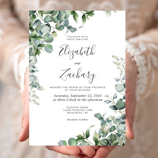 Waterverf Eucalyptus Greenery Wedding Kaart
