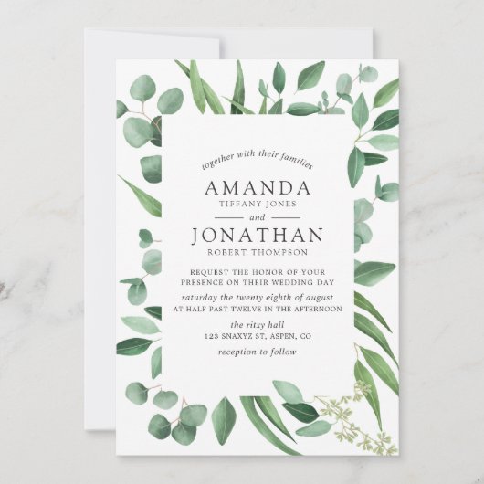 Waterverf Eucalyptus Greenery Wedding Kaart (Voorkant)