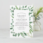 Waterverf Eucalyptus Greenery Wedding Kaart (Staand voorkant)