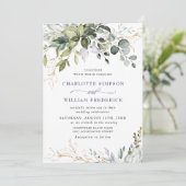 Waterverf Eucalyptus Greenery Wedding Kaart (Staand voorkant)