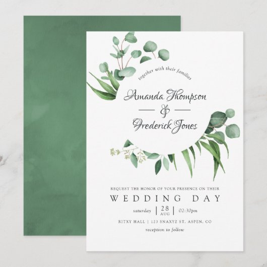 Waterverf Eucalyptus Greenery Wedding Kaart (Voorkant / Achterkant)