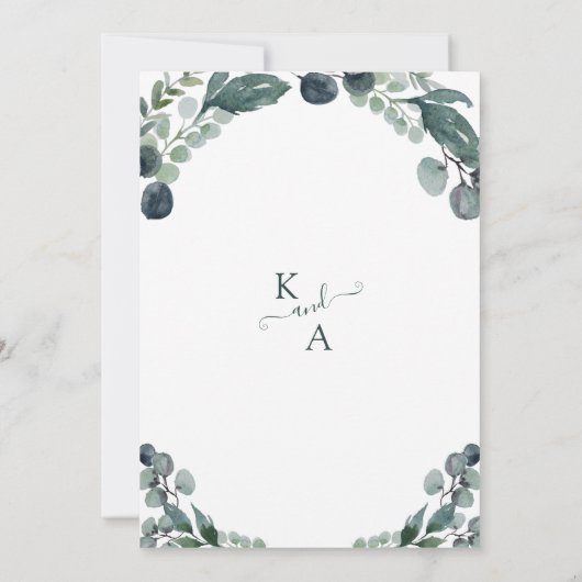 Waterverf Eucalyptus Greenery Wedding Kaart (Achterkant)