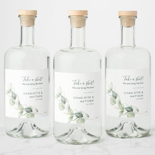Waterverf Eucalyptus Greenery Wedding Likeurfles Etiket (Flessen)