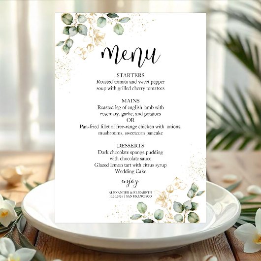 Waterverf Eucalyptus Greenery Wedding Menu Kaart