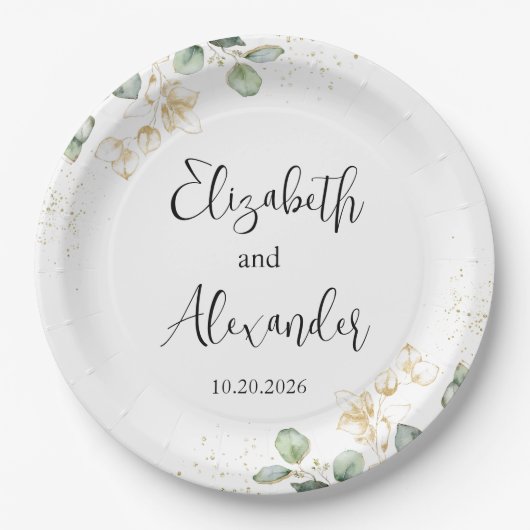 Waterverf Eucalyptus Greenery Wedding Paper Bord (Voorkant)