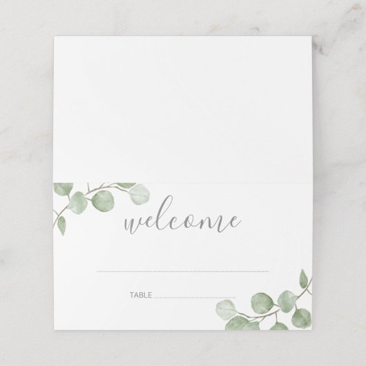 Waterverf Eucalyptus Greenery Wedding Place Card Plaatskaartje (Buitenkant ongevouwen)